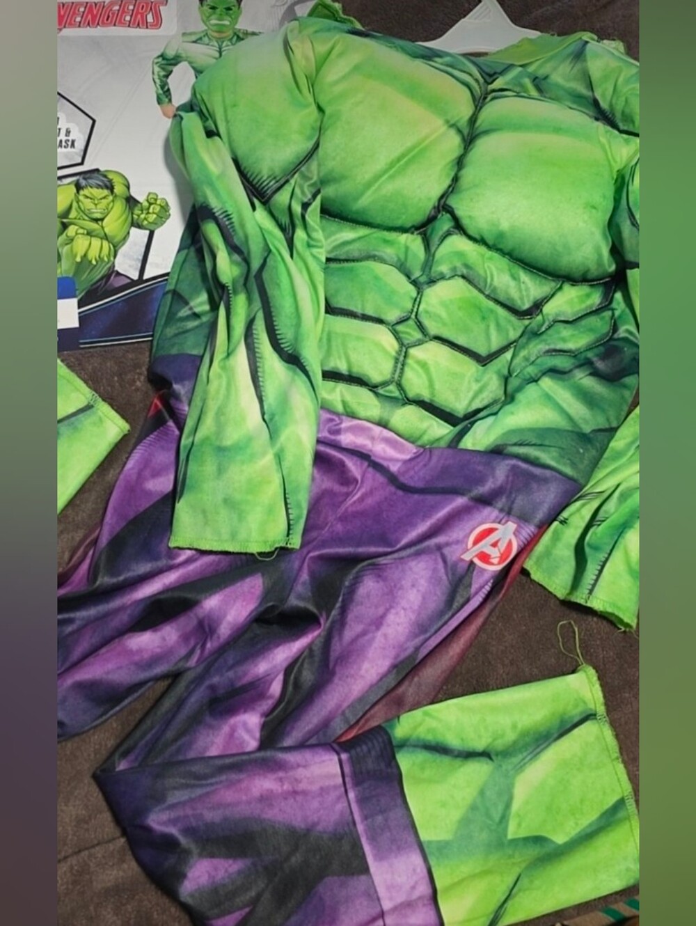 Kids Hulk Muscle Suit Costume Marvel Avengers Size S 6-7 No Mask